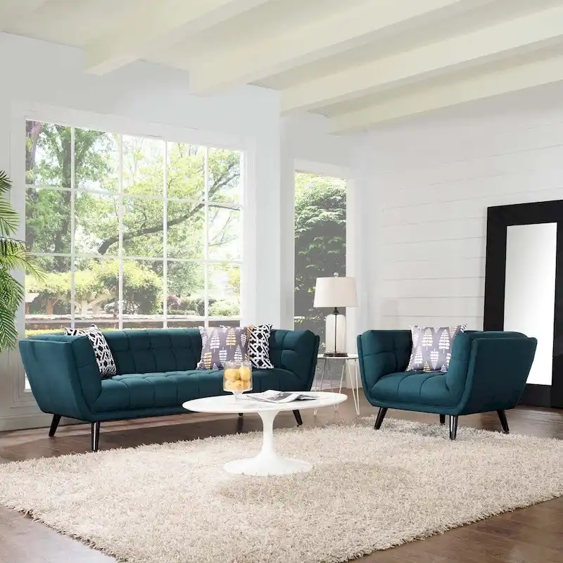 2-Piece Upholstered Fabric Sofa and Armchair Set