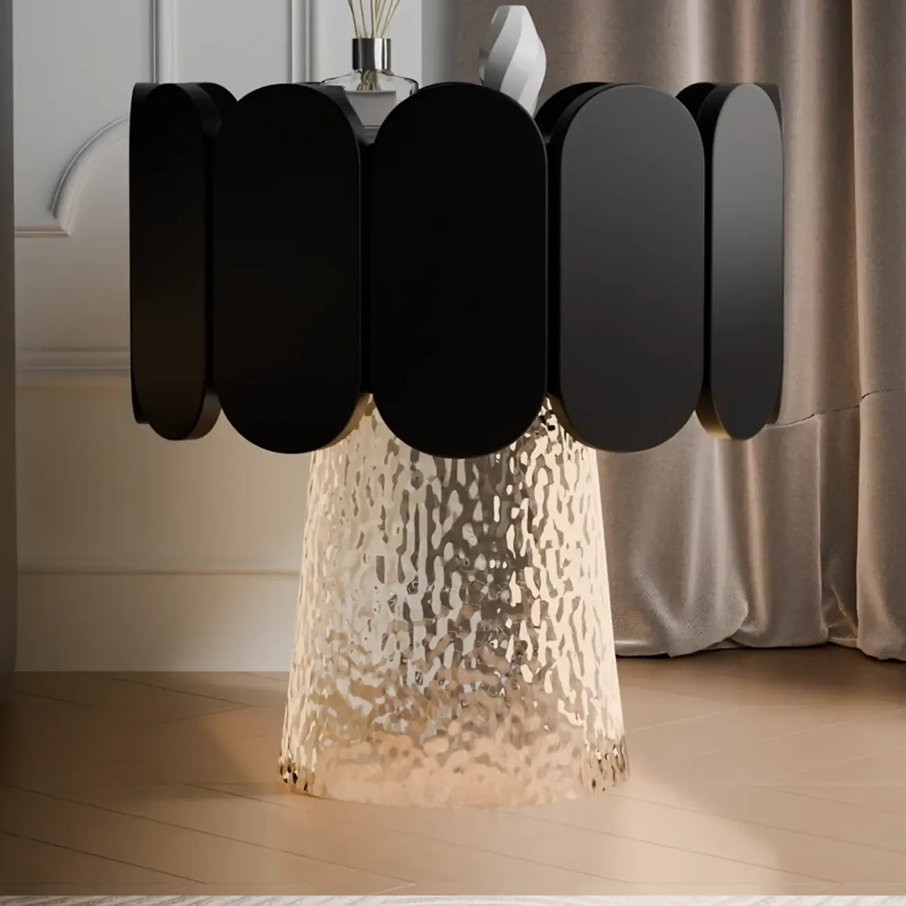 Organic 1-Drawer Modern Nightstand with Light