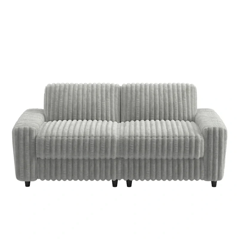 Furry Channel Fabric Loveseat with Track Arms