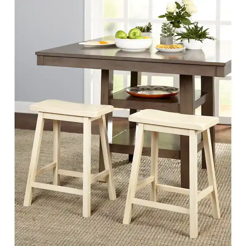 Simple Living Marney Rubberwood 24-inch Counter-height Bar Stools (Set of 2)