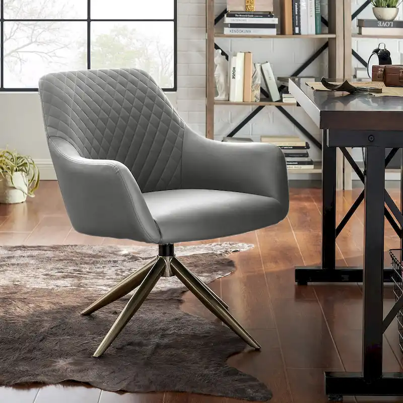 Art Leon Faux Leather Swivel Accent Arm Chair