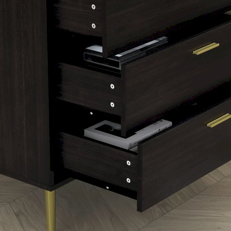 5-Drawer Dresser Chest with Industrial Black Iron Frame