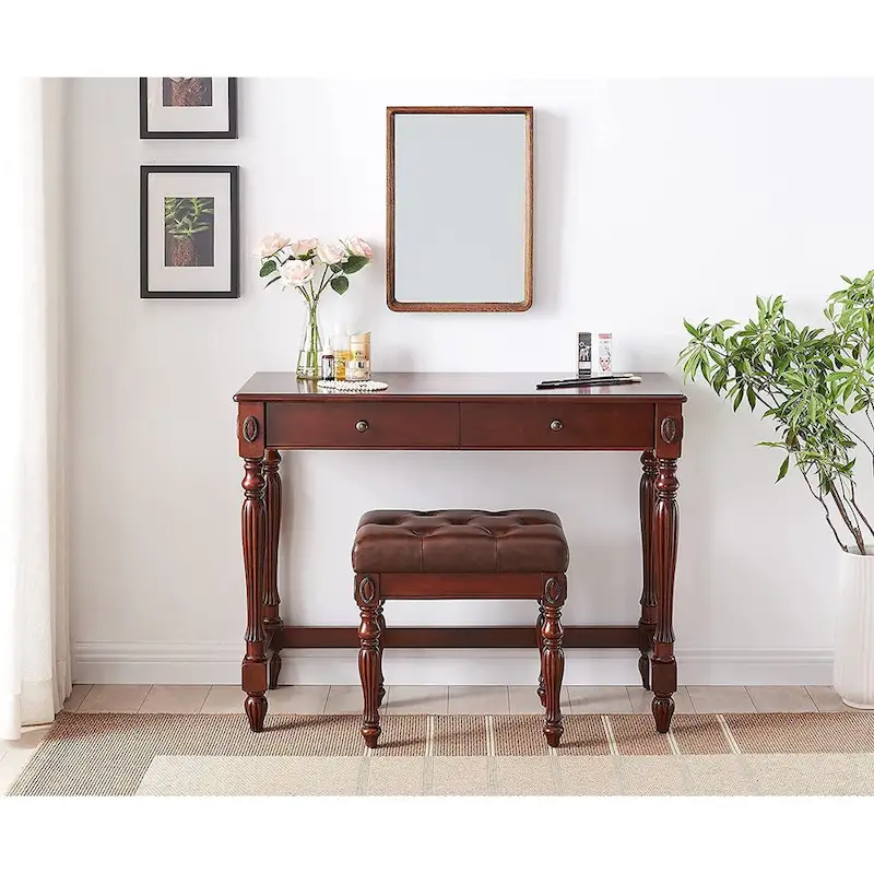 Traditional Shoe Bench with Button Tufted Pad Wood Turned Legs, Upholstered Entryway Bench