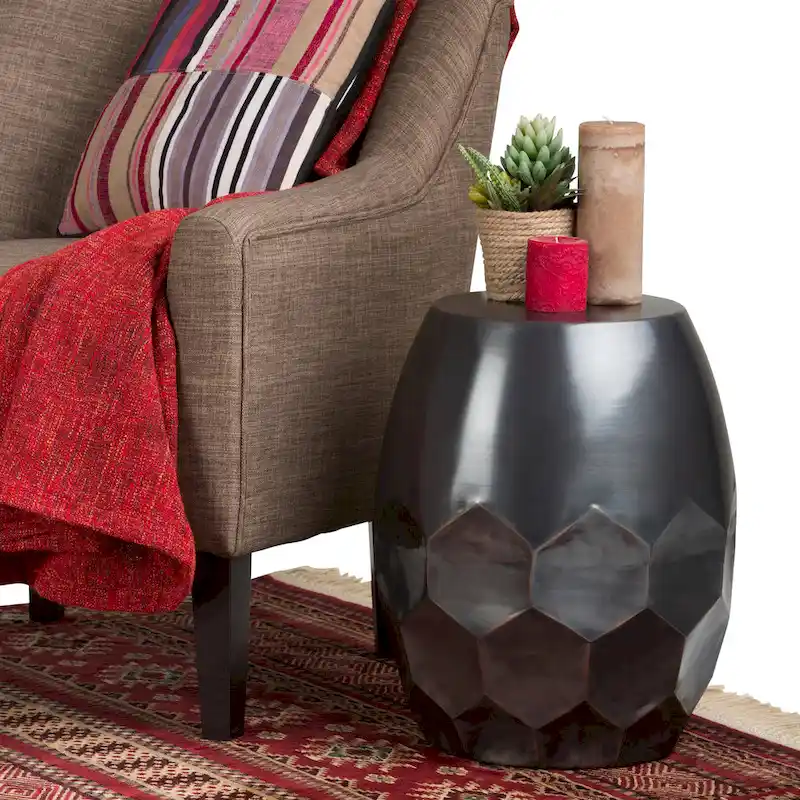 WYNDENHALL Cristy Industrial 16 inch Wide Metal Accent Side Table, Fully Assembled - 16 W x 16 D x 19.5 H