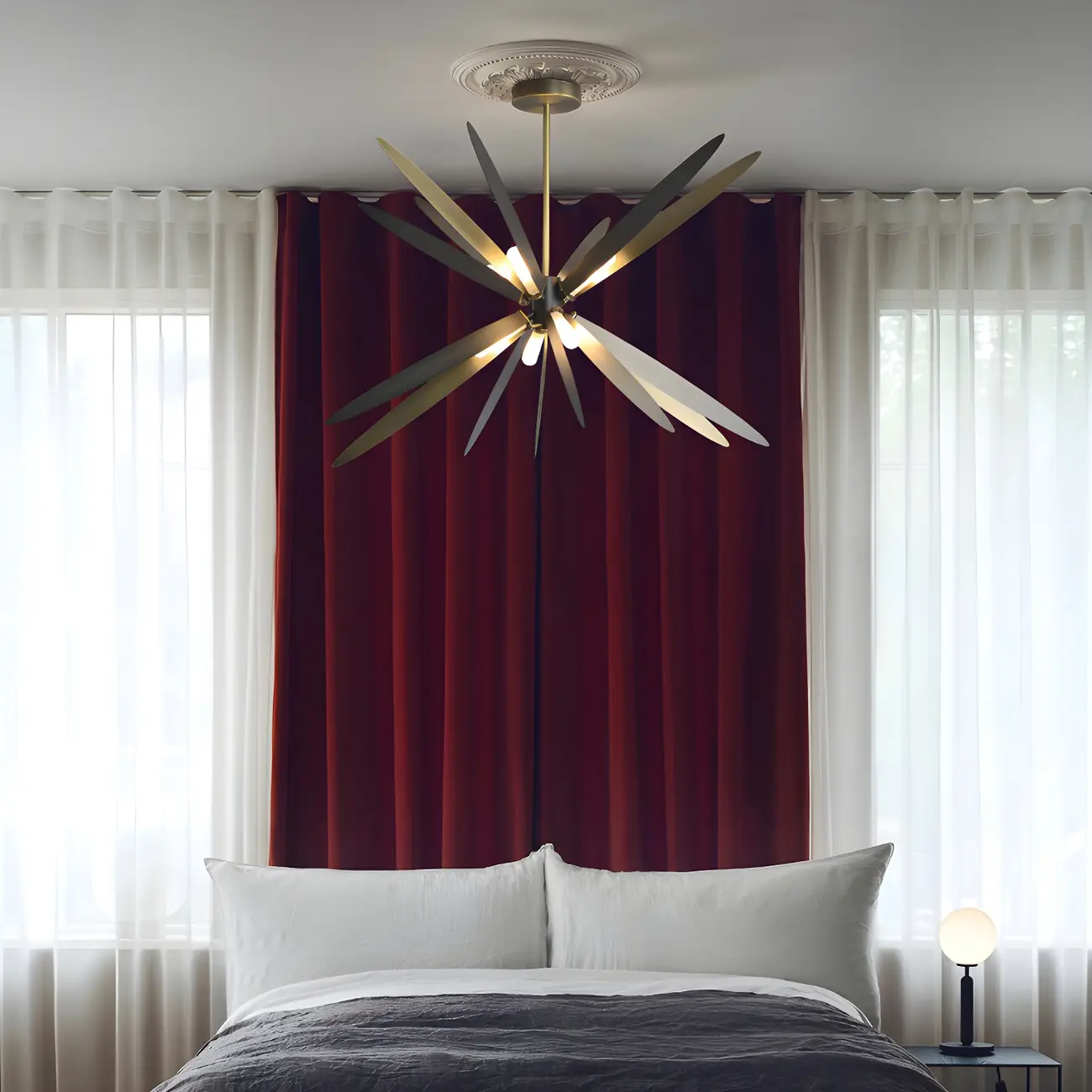 Modern Metal Sputnik Starburst Chandelier Adjustable Downrod