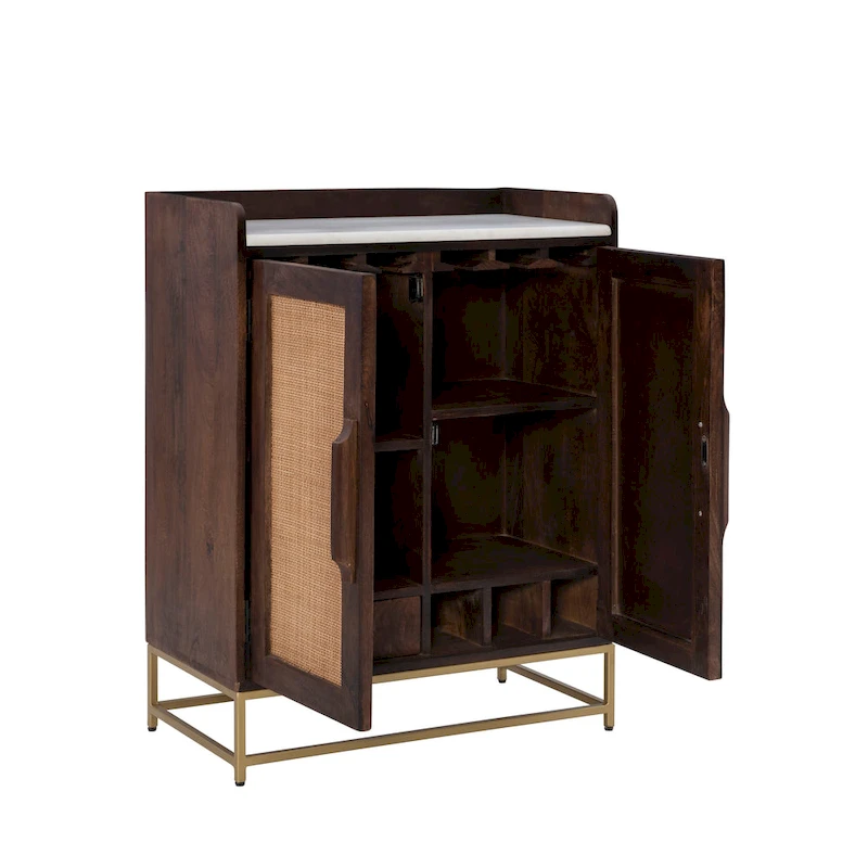 Spence Wooden Bar Cabinet with Marble Top