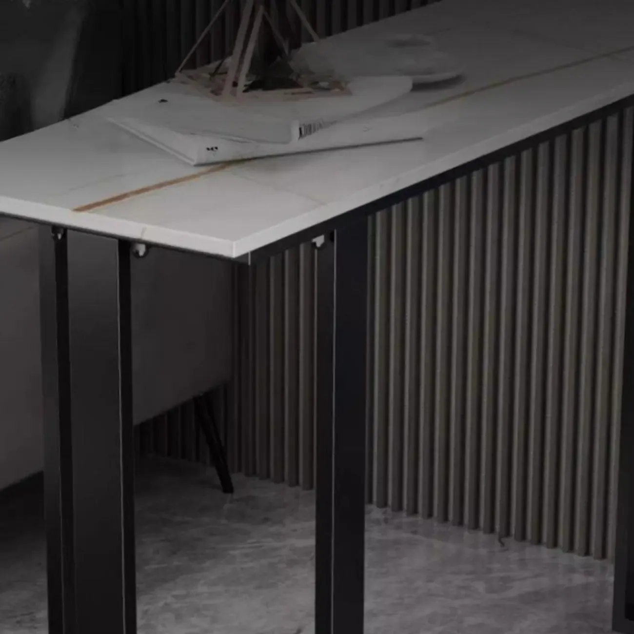 Scandinavian Slate Metal Rectangular Bar Tables