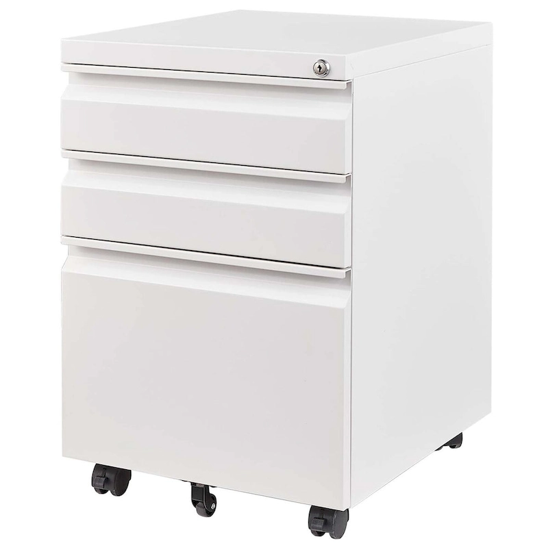 3 Drawer Mobile File Cabinet with Lock,Metal Filing Cabinets for Home Office Organizer Letters/Legal/A4,Fully Assembled