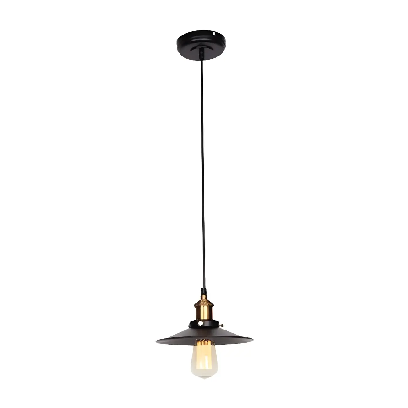 Industrial Black Metal Cone Hanging Pendant Light Fixture