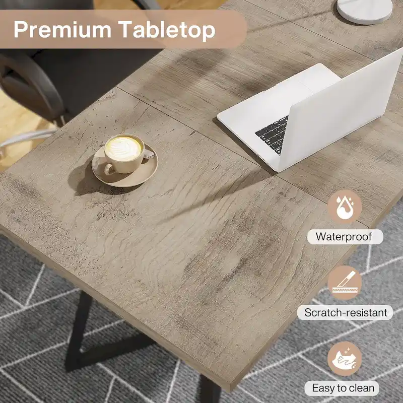 Home Office Computer Desk, White Gold 55 In Faux Marble Executive Desk