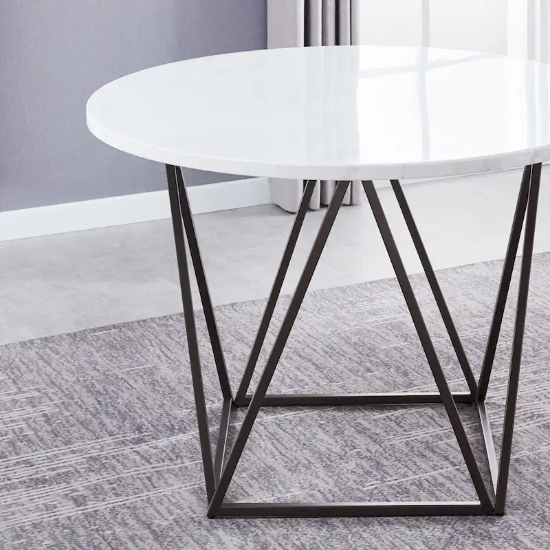 Steve Silver Ranger White Marble Top Round Dining Table