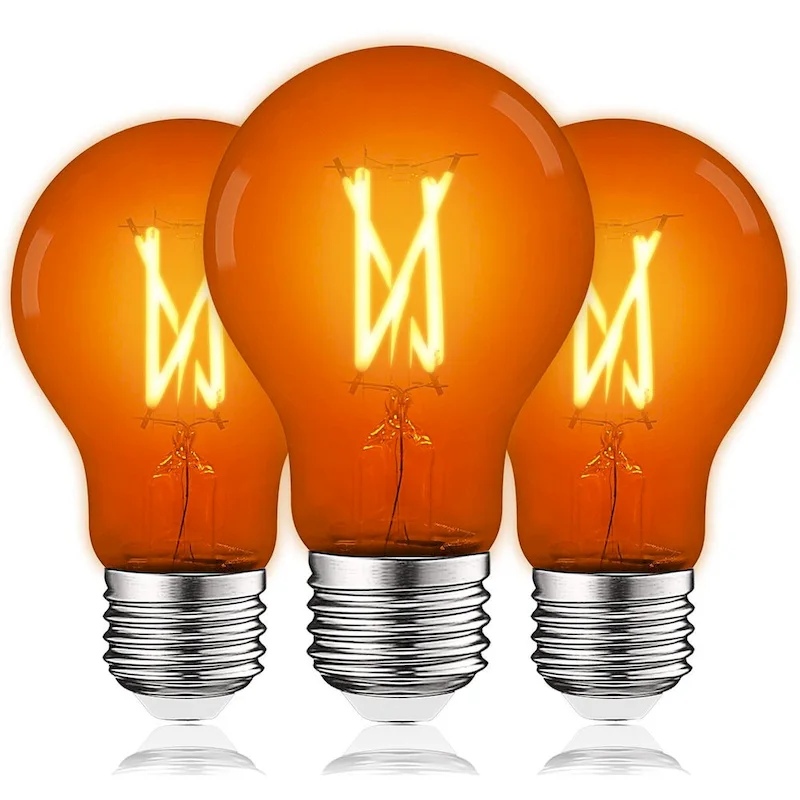 Luxrite A19 Edison LED Light Bulb, 4.5W=60W Colored Glass Filament, UL Listed, E26 Base, Indoor Outdoor 3 Pack