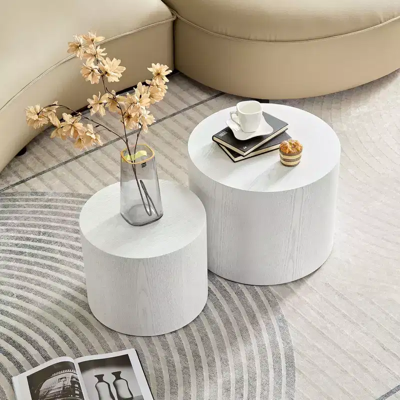 MAYEERTY 2-Piece Round Coffee Table Set No Assembly Living Room Office Bedroom