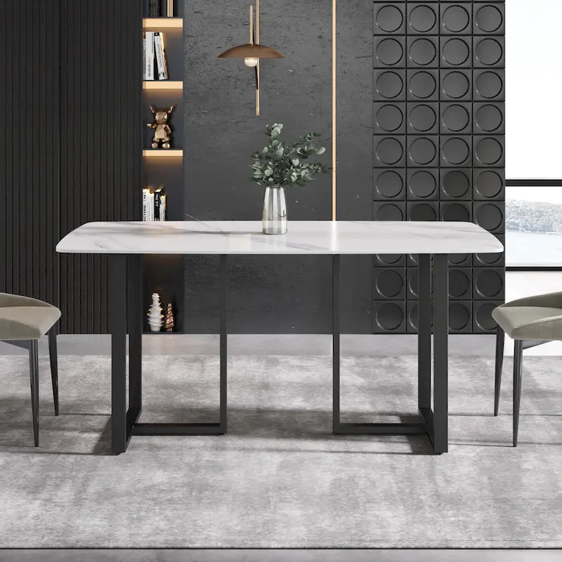 63 inch Modern White Rectangular Dining Table