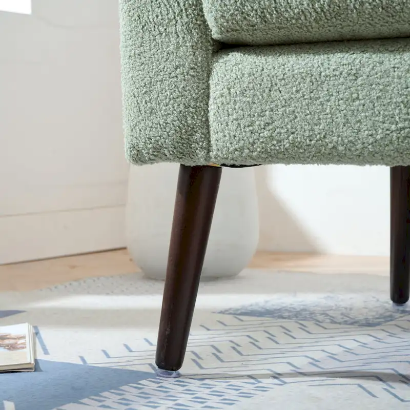 Green 26.77  Upholstered Arm Chair with Solid Wood Legs