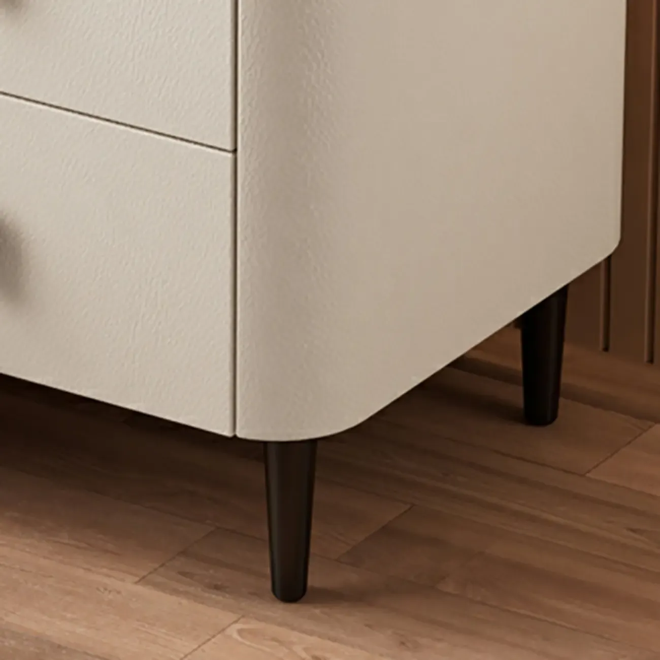 Modern Leather Stone Tray Top 2-Drawer Nightstand