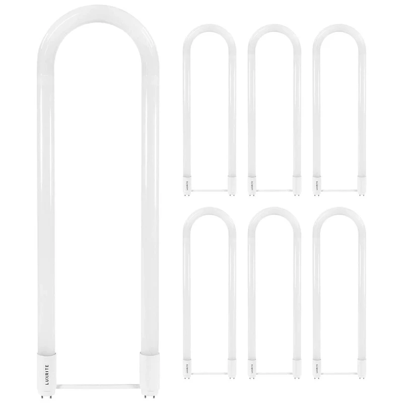 Luxrite U Bend LED Tube Light, T8 T12, 18W (32W Equivalent), 2100 Lumens, Direct or Ballast Bypass, G13 Base (6 Pack)