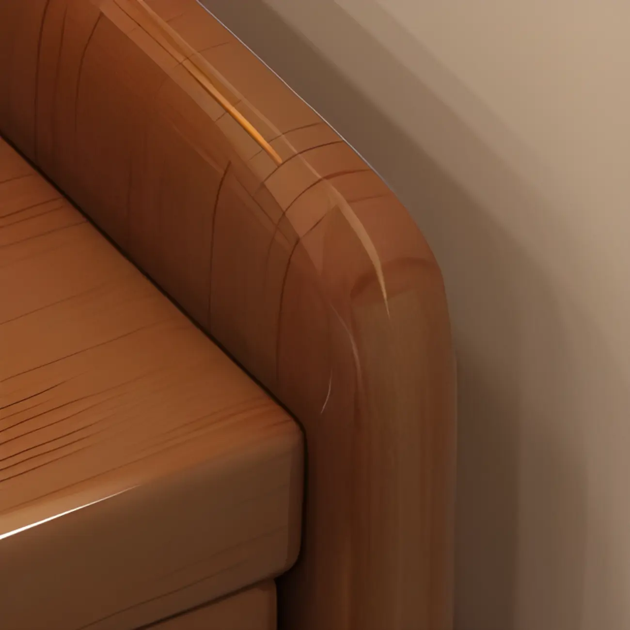 Narrow Wood 2 Drawers Nightstand in Natural Finish