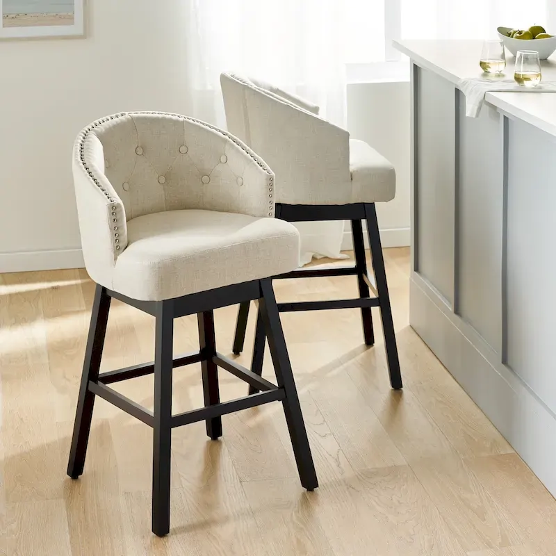 Ogden Beige Swivel Bar Stools (Set of 2) by Christopher Knight Home