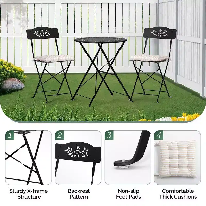 Karl Home 3-Piece Bistro Set With Seat Cushions