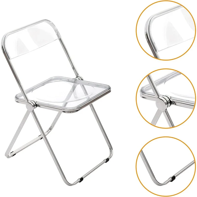 Modern Acrylic Stackable Folding Dining Chair (Set of 2) Transparent