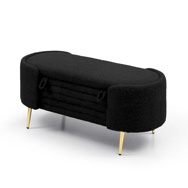 Polyester Upholstered Modern End of Bed Bench with Large Storage Ottoman