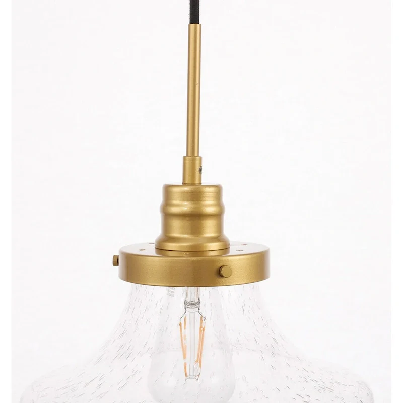 Klyli 11-inch 1-light Clear Seeded Glass Hanging Pendant