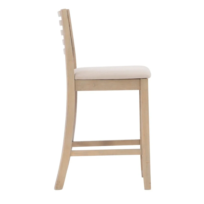 Linon Piedmont Faux Leather/Fabric 24-Inch Ladder Back Counter Stool