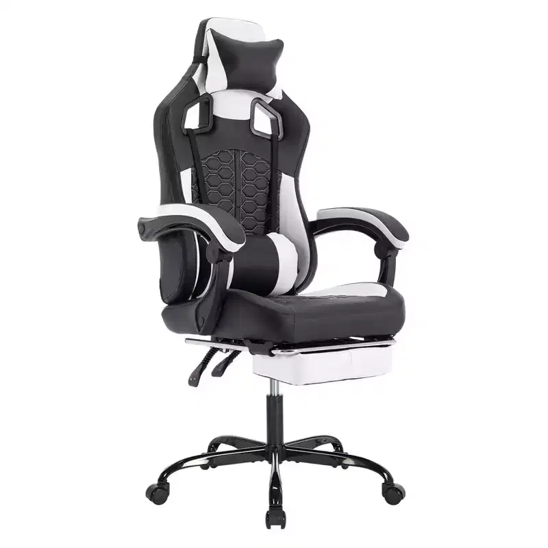 TUYOHW Swivel Gaming Chair Office Chairs with Wheels,Reclining Back,Adjustable Seat Height&Footrest,Ergonomics Video Game Chairs,300lbs Max