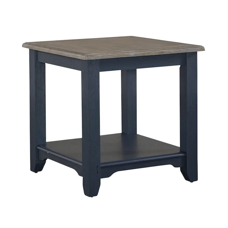 Summerville Wire Brushed Gray End Table- Navy