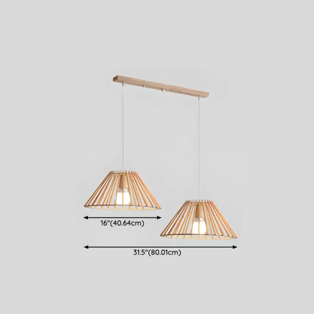 Glass Shade Wood Kitchen Island Pendant Light Adjustable Length