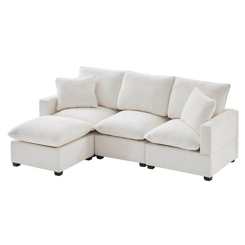 Nestfair Modern Modular Sofa 4 Seat Chenille Sectional Couch Set with 2 Pillows Included