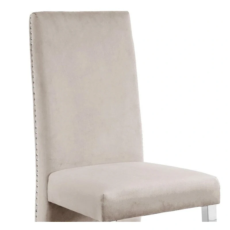 Best Quality Furniture Dining Chair includes Pleated Back, Nailhead-Trimmed, Chrome-Legged Chair (Set of 2)