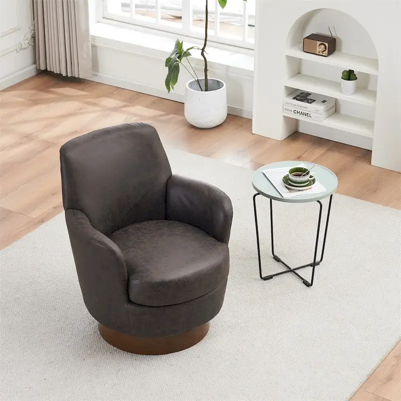 Swivel Round Accent Chairs Armchair with Stainless Steel Base