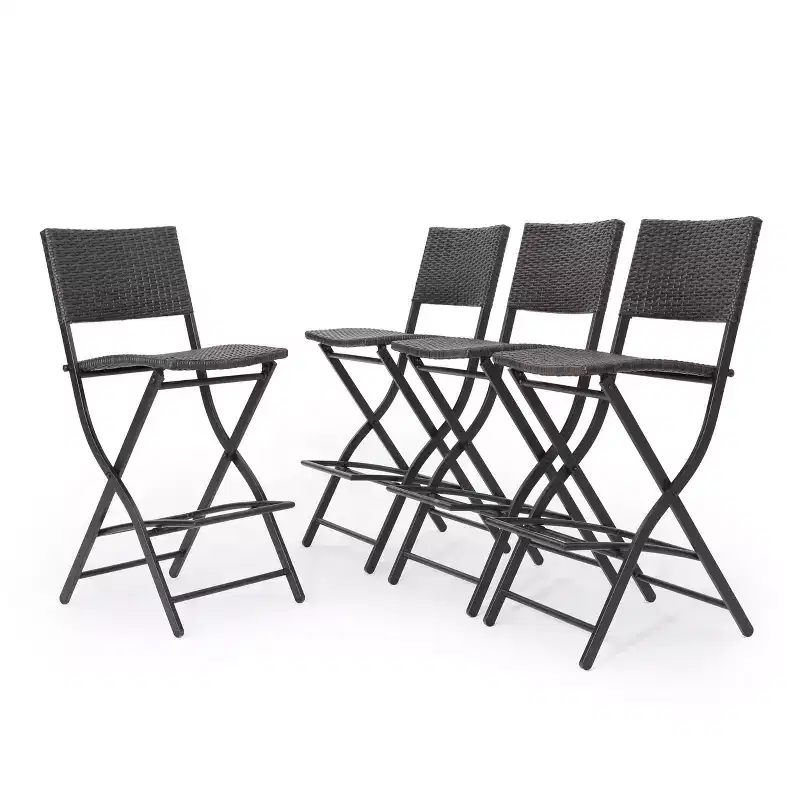 Christopher Knight Home Margarita Outdoor Wicker 28 Inch Folding Barstools (Set of 4), Multibrown