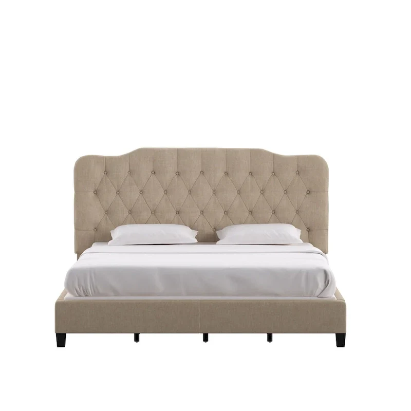 Upholstered Bed with Adjustable Headboard