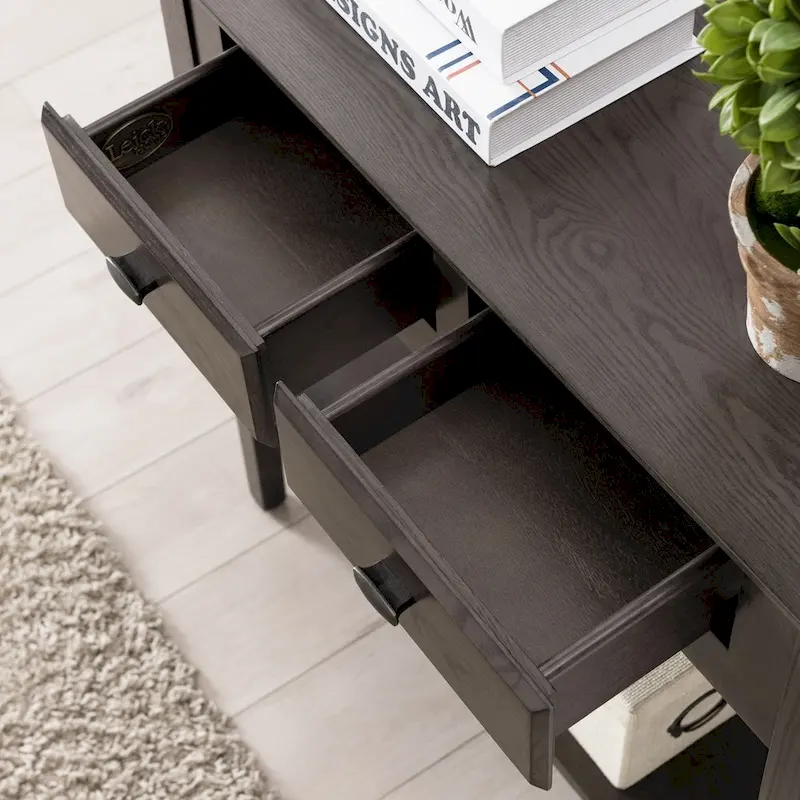 Solid Ash Wood Console Table with 2 Drawers & Open Shelf – 2 Finishes