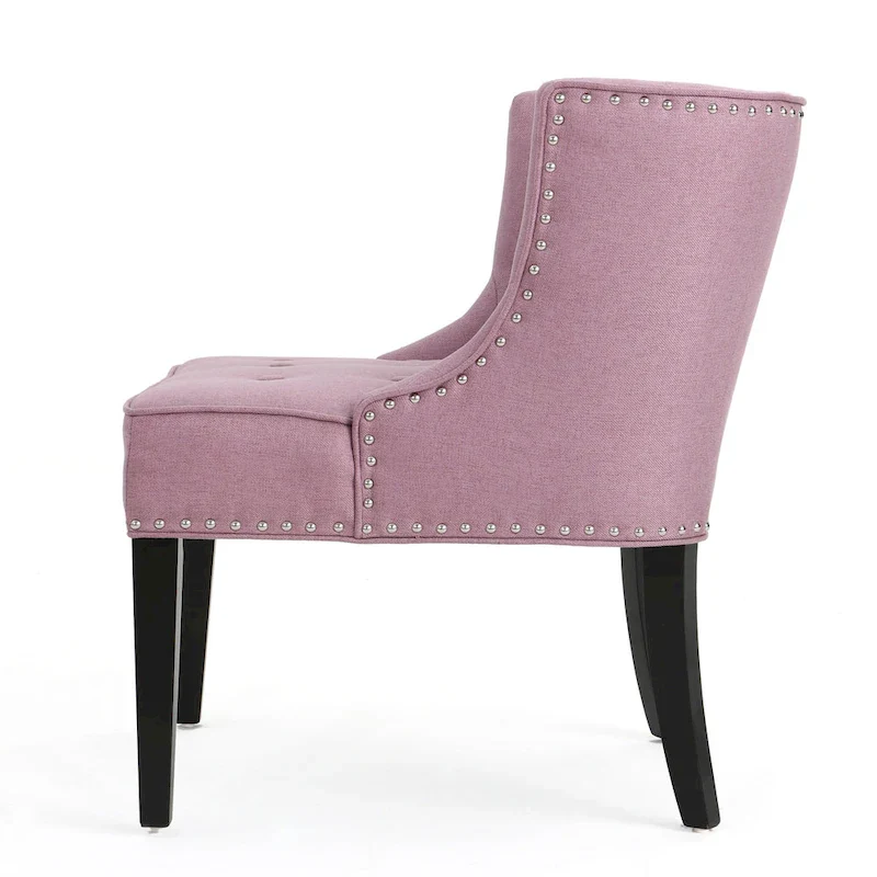 Lavender PUrple Modern 28 Accent Chair with Button Tufted Waffle Stitching and Nailheads
