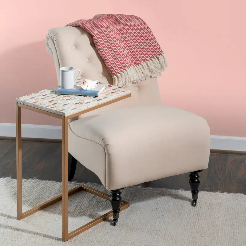 Capiz Shell Accent Table - Gold/Natural, C-Shaped Design, Single User