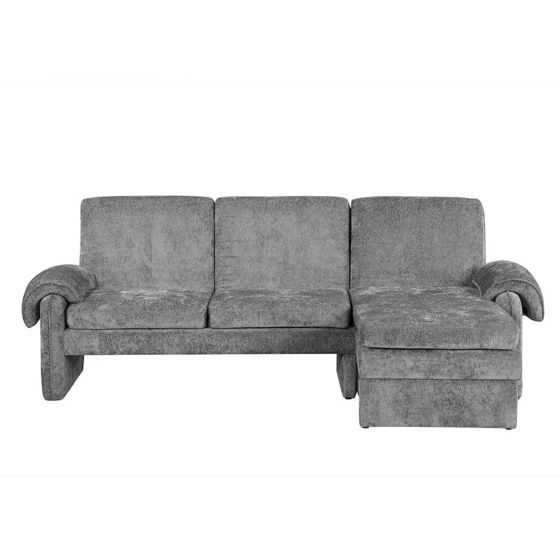 94.1 Chenille L-Shaped Futon Sofa with Adjustable Backrest & Reversible Chaise