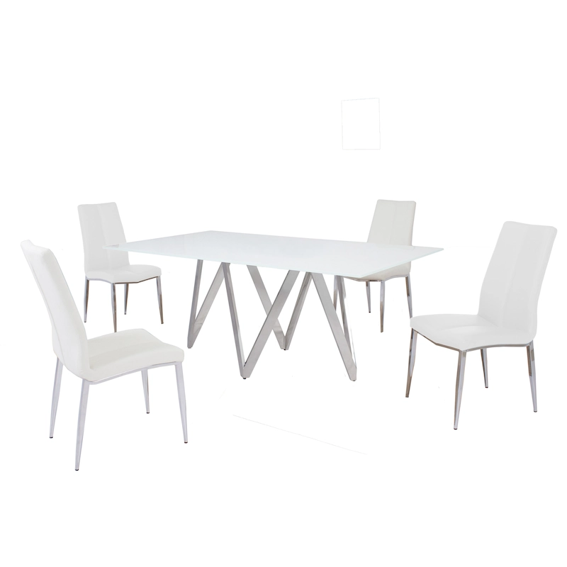 Somette Alyssa Starphire White 5-Piece Dining Set