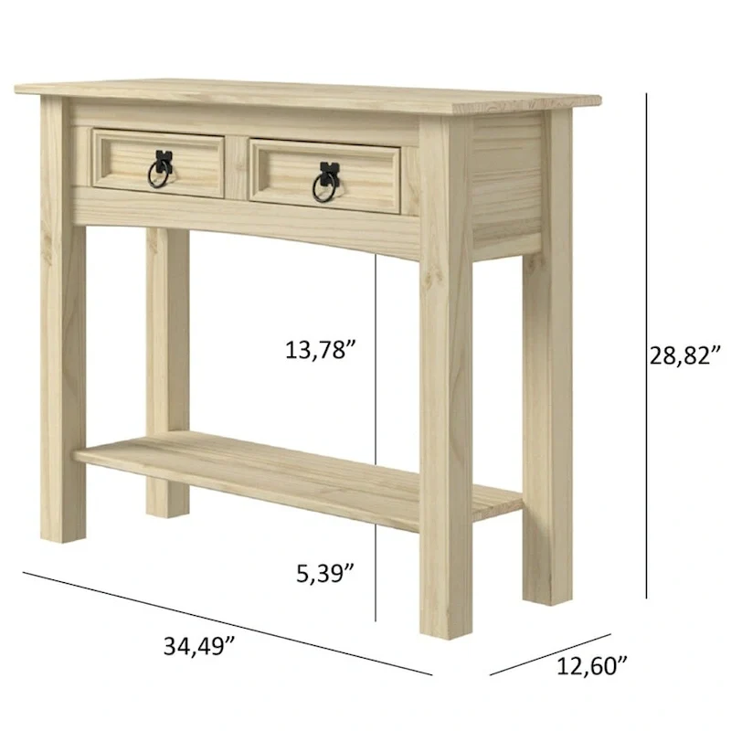 Wood Hall Table Console with 2 Drawers