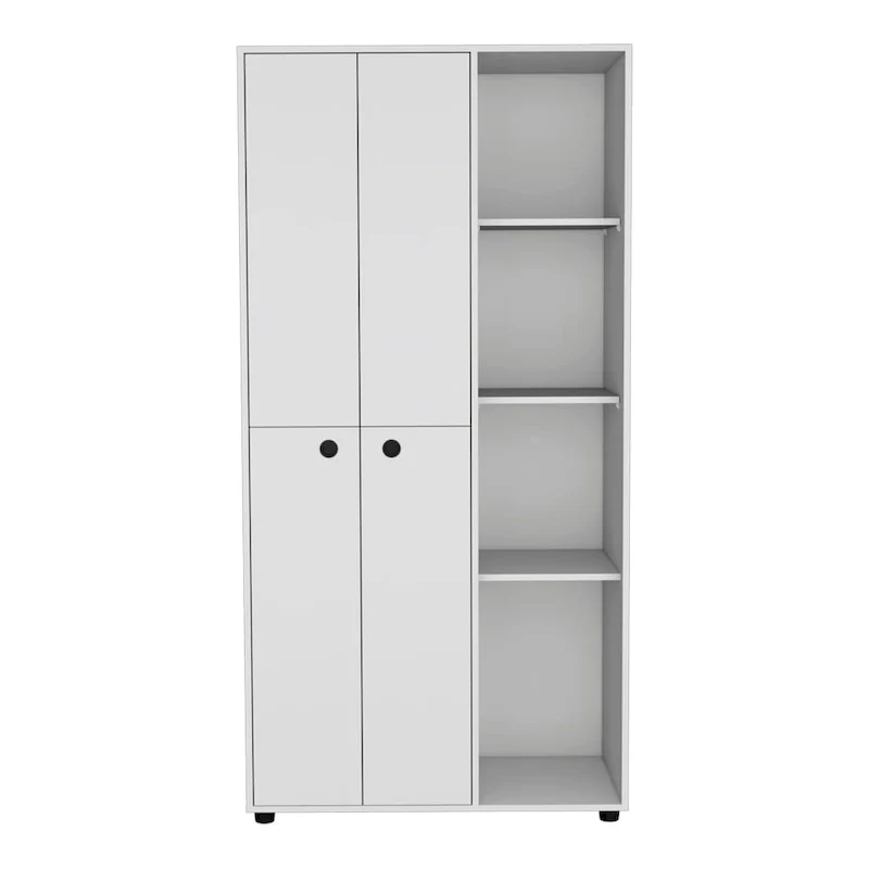 19.48 Modern Double-door Armoire with 2 Durable Metal Rods and Three Shelves