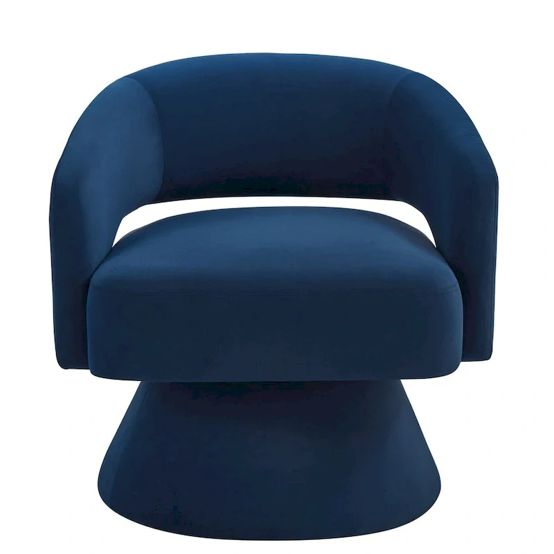 Upholstered Velvet Swivel Accent Chairs with Open Backrest