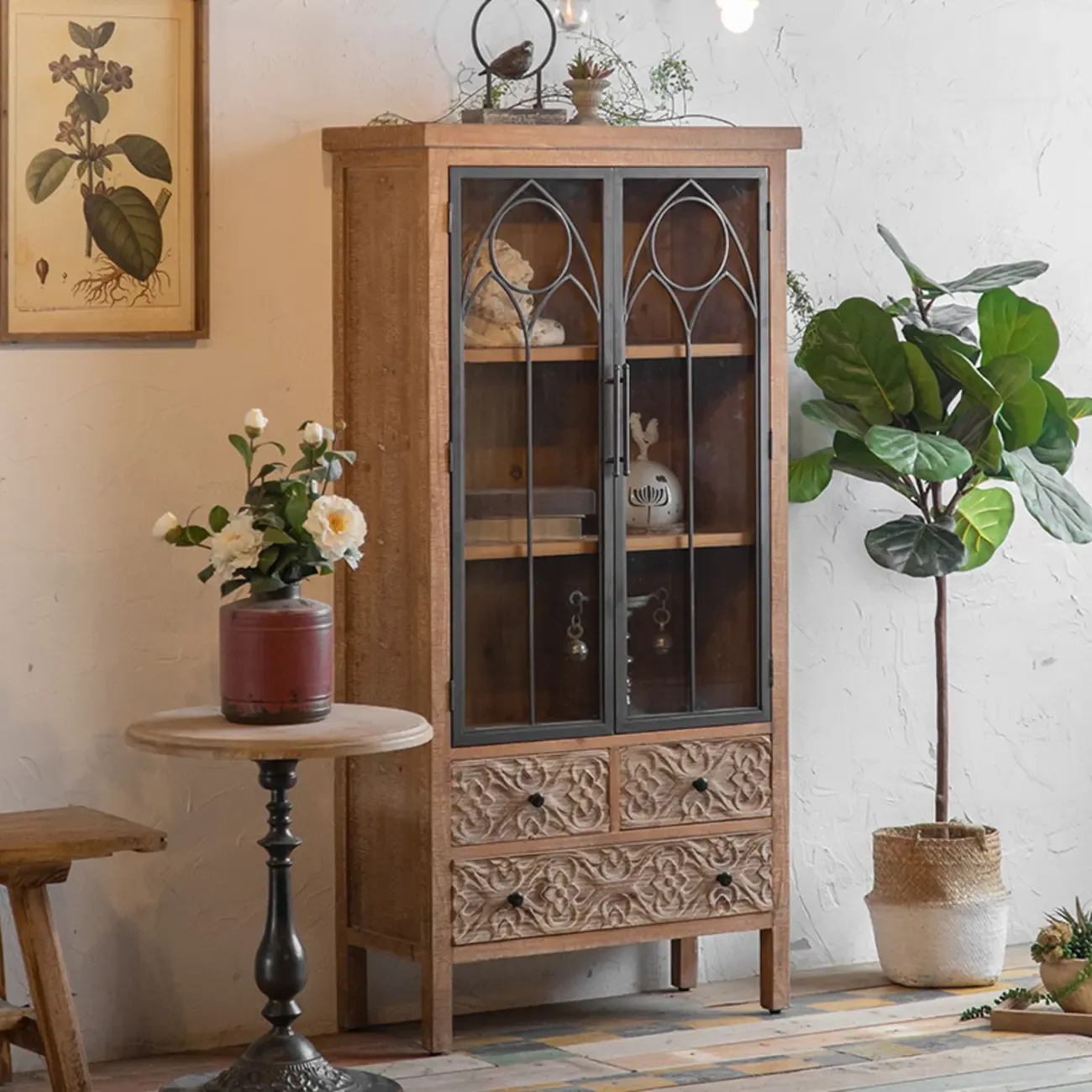French Country Freestanding Storage Cabinet for Home Decor