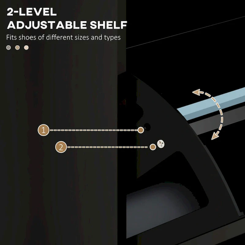 Black Shoe Cabinet with 3 Flip Drawers - 15 Pair Capacity