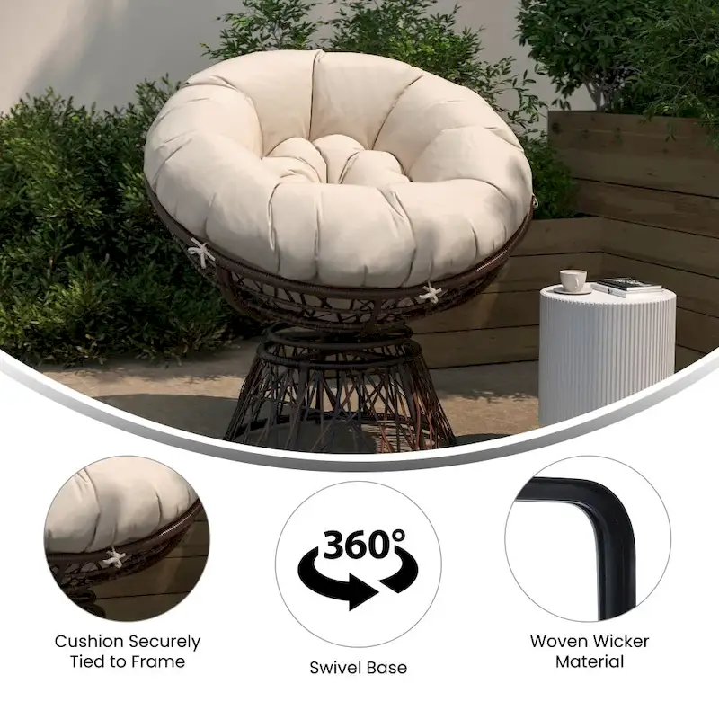 Papasan Swivel Patio Lounge Chair