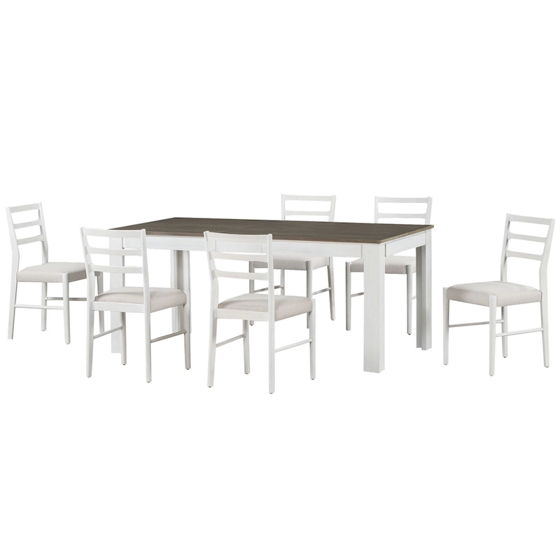 7-Piece Wooden Dining Table Set with 12 Leaf