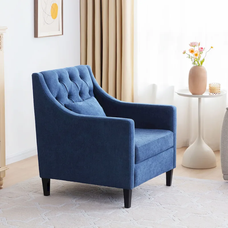 HUIMO Arm Chair Comfy Club Chair with Pillow Beige/ Dark Teal/ Blue