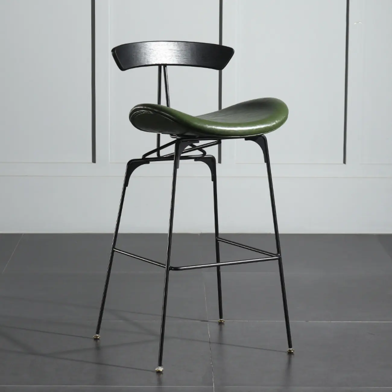 Modern Saddle Genuine Leather Low Back Bar Stool